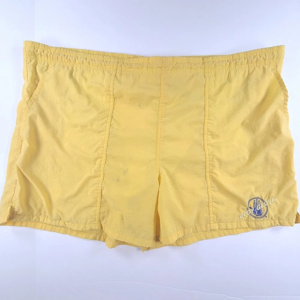 Body Glove Swim Trunks Shorts Mens 2XL Yellow Nylon Mesh Lined Embroidered Logo